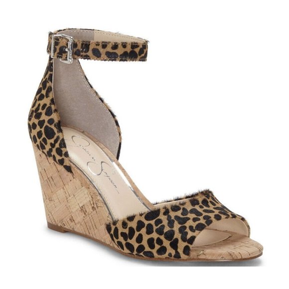 Jessica Simpson Shoes - NWB Jessica Simpson Cervena 2 Wedge Sandal, Size 8 M, Natural Lprd Print MSRP 89